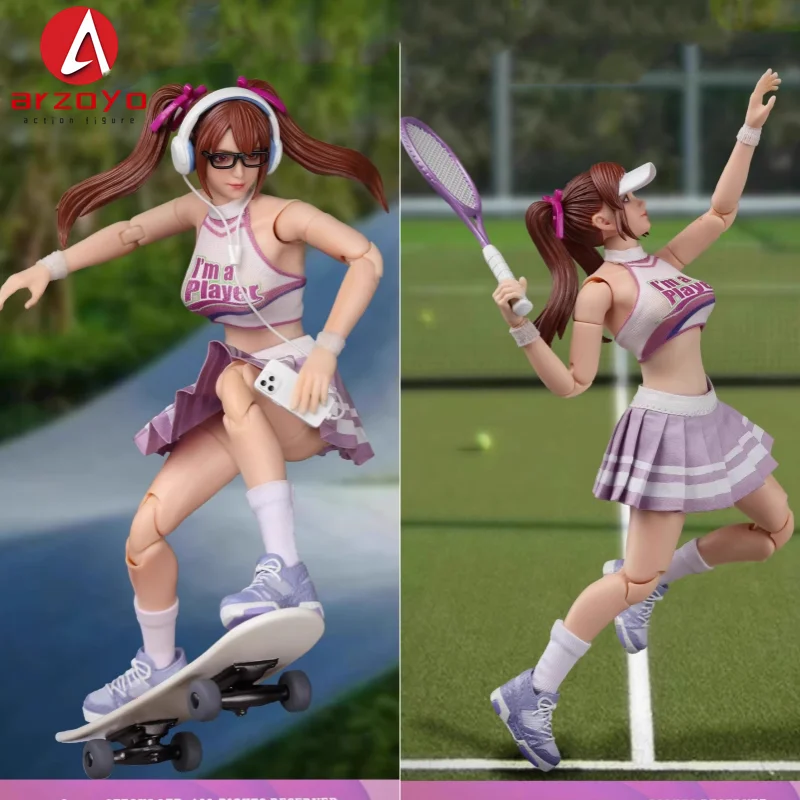 

CFTOYS LT005 масштаб 1/12, двойной хвощ, спортивная девушка, йо-йо, теннисное оборудование для скейтбординга, полный набор, 6-дюймовая экшн-фигурка, тело