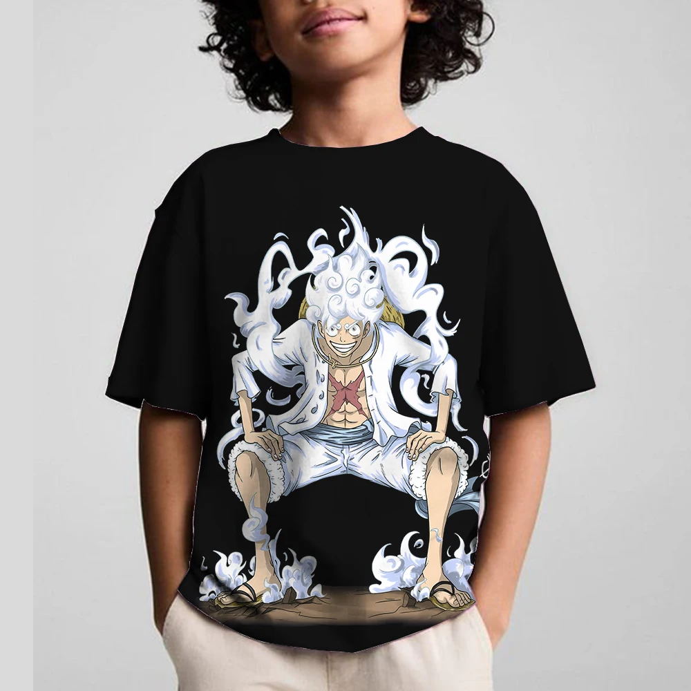 Fashion Kid Anime One Piece Luffy T Shirt Boy Clothing Kids Boys Tshirt Children T-shirt Summer Short Sleeve Tops Tees