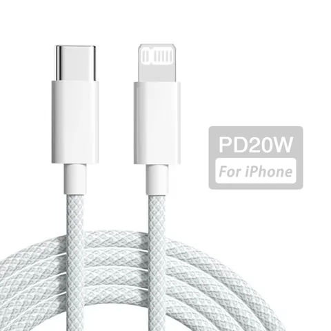 1M/1.5M/2M PD 20W Fast Charging Cable For iPhone 6s 7 8 X 11 12 13 14 Pro Max Charger Cord For AirPods USB C To Lightning Cable