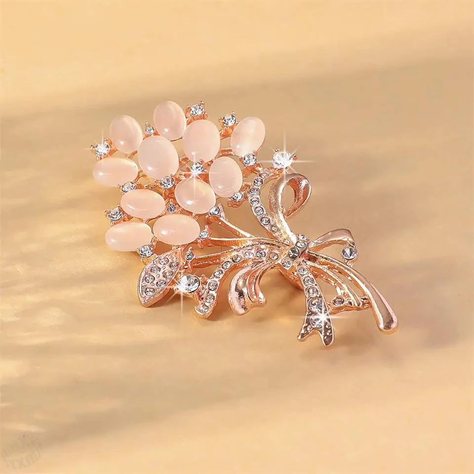1PC Fashion Opal Stone Exquisite Flower Brooch Pin Garment Accessory Birthday Gift Brooches Women Rhinestone Brooch Pin image 2