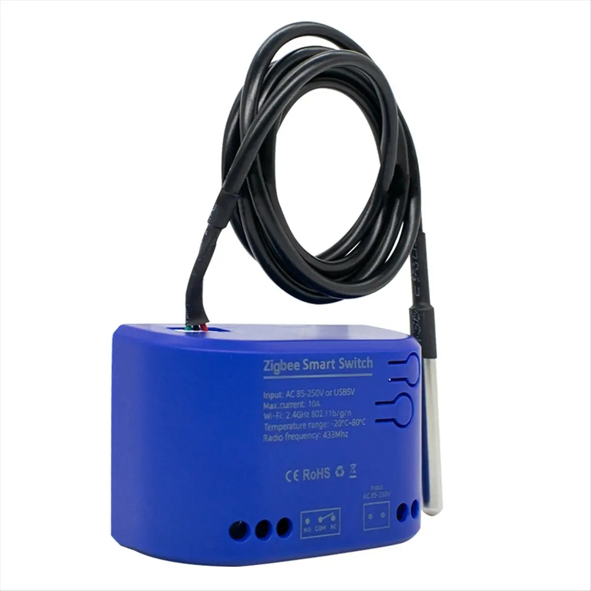 ABIU Zigbee Smart Switch with Temperature Sensor Passive Dry Contact 1 Channel Relay Tuya Smart Life APP AC 85-250V