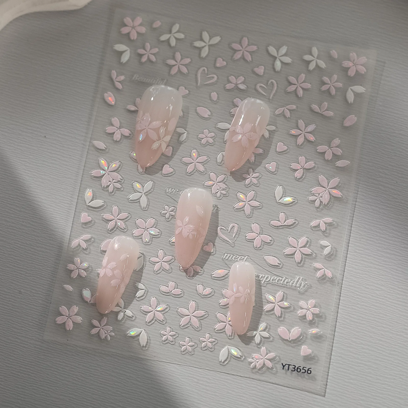 1 foglio 5d colorato Kawaii Glitter Sakura adesivi per nail art fiore autoadesivo decorazioni per unghie decalcomanie accessori