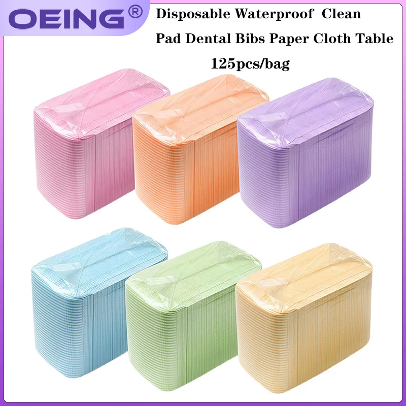 125Pc/Pack Dental Color Disposable Scarf Oral Bib Tattoo Shop Beauty Salon Cleaning Pad Patient Paper Apron Dental Supplies Tool