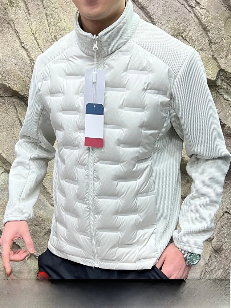 

Men's Outdoor Windproof Warm Stand Collar down Jaet Inner Pred Gel Anti-Drift Polyester Fiber Long Sve Coat