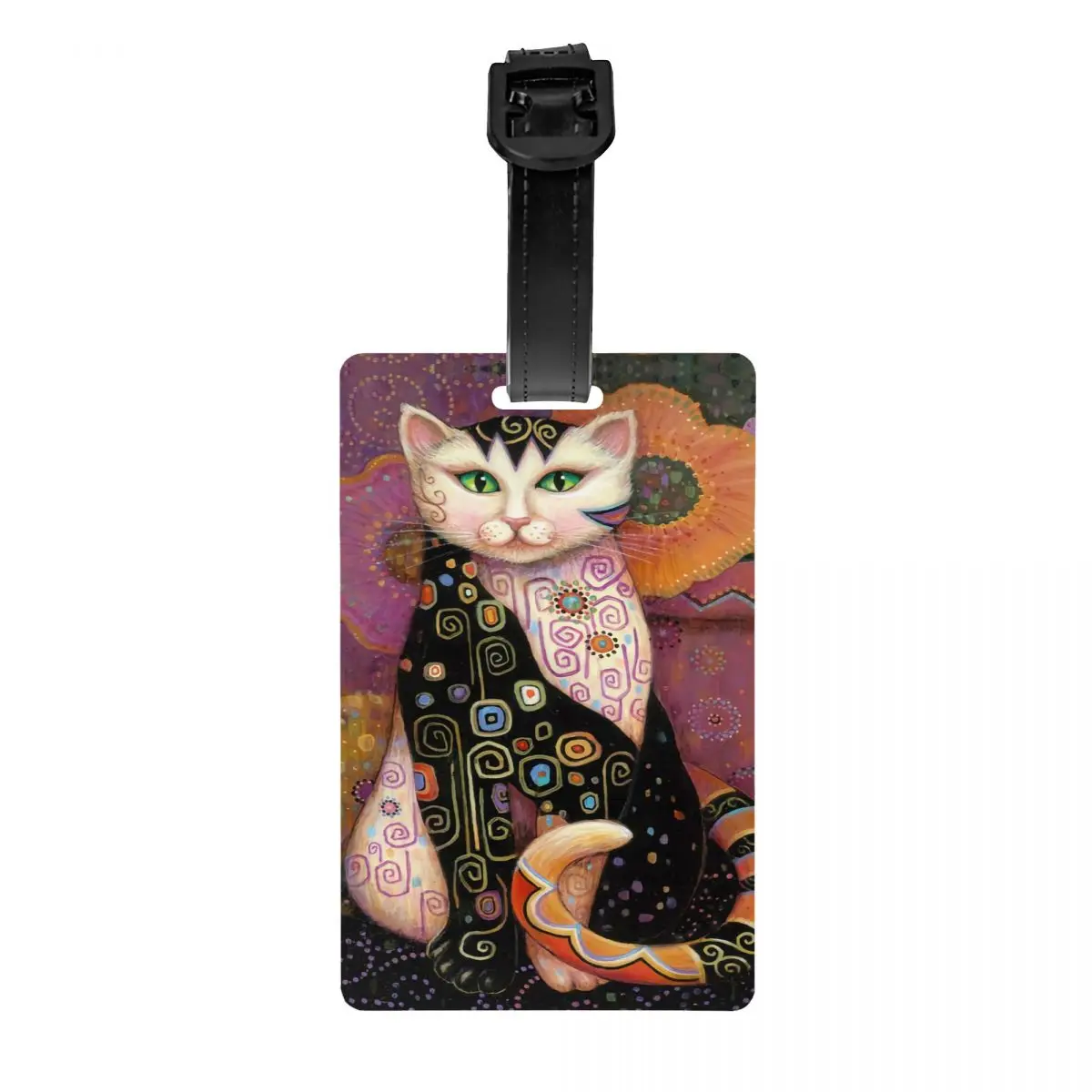 Gustav Klimt Cat Painting Luggage Tag Vintage Suitcase Baggage Privacy Cover ID Label