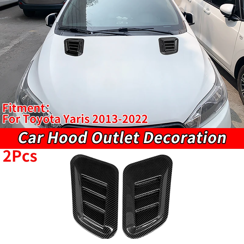 

Car Air Flow Intake Hood Scoop Vent Bonnet Decorative Covers Side Air Outlet Hood Carbon Fiber ABS For Toyota Yaris 2013-2022
