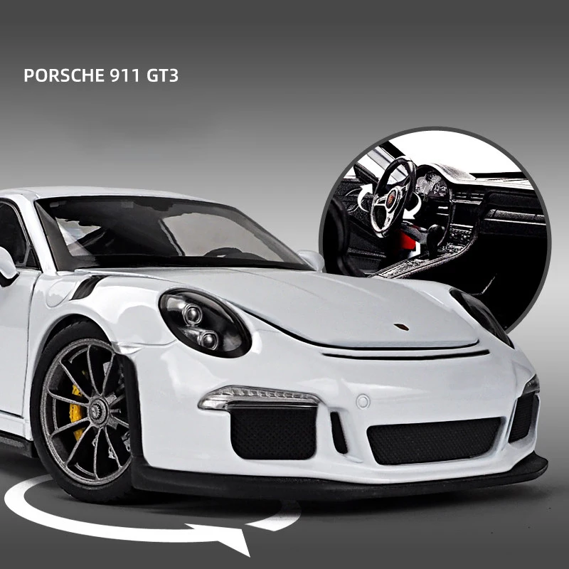 WELLY-Porsche 911 GT3 RS modelo de coche deportivo de aleación de Metal fundido a presión, juguete de colección de alta simulación, regalo de