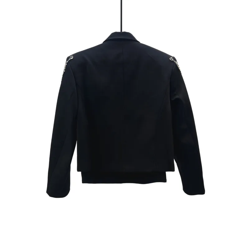 WVGA Spring Autumn New Men's High-end Stylish Short Chain Blazer Color Blocked Trendy Niche Chic Shoulder Pads Jacket Ins W27053