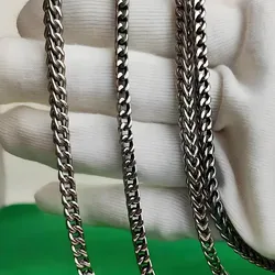 4mm Solid Titanium Men's Necklace Welded Square Keel Skin-Friendly Jewelry Gift for Valentine's Day for Father Boyfriend Grandpa