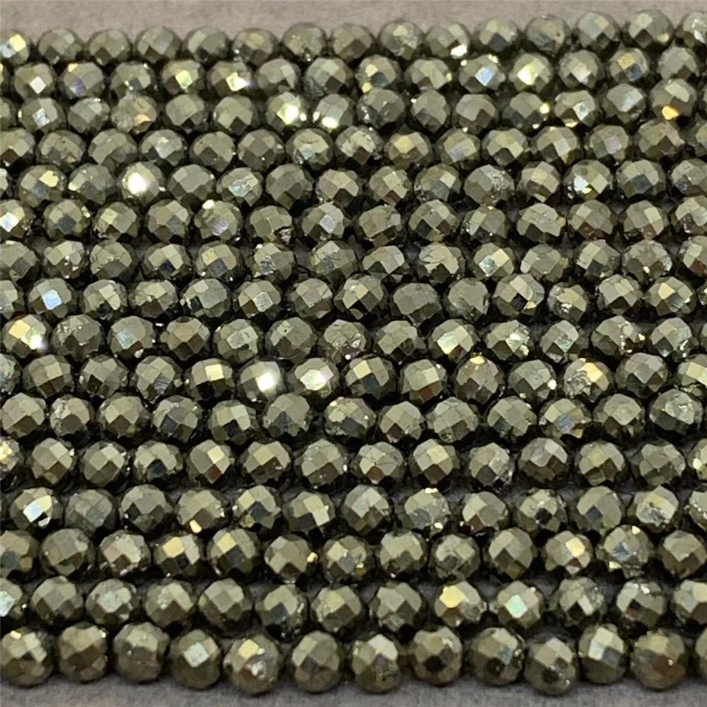 Natural Stone Pyrite Small Facet Beads Shiny 2/3/4mm Cut for DIY Accessories