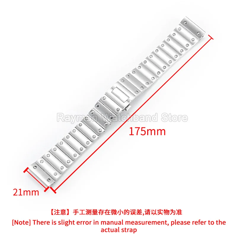 For Cartier Santos Sandoz 100 WSSA0029 WSSA0065 WSSA0009 Silver 21mm Flat Interface Watchband Wear Resistant Rust Free Watchband