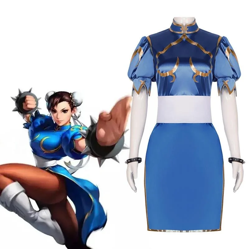 

Street Fighter Costume Chun Li Cosplay Performance Lion Dance Outfit Anime Halloween Women's Traditional Ethnic Wear