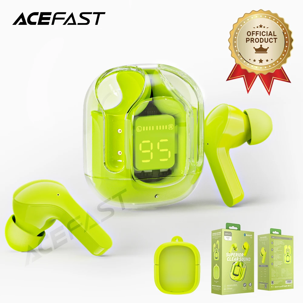 ACEFAST T6 TWS Earphone Wireless Bluetooth 5.0 Headphones Sport Gaming Headsets Noise Reduction Earbuds with Mic + Free cover