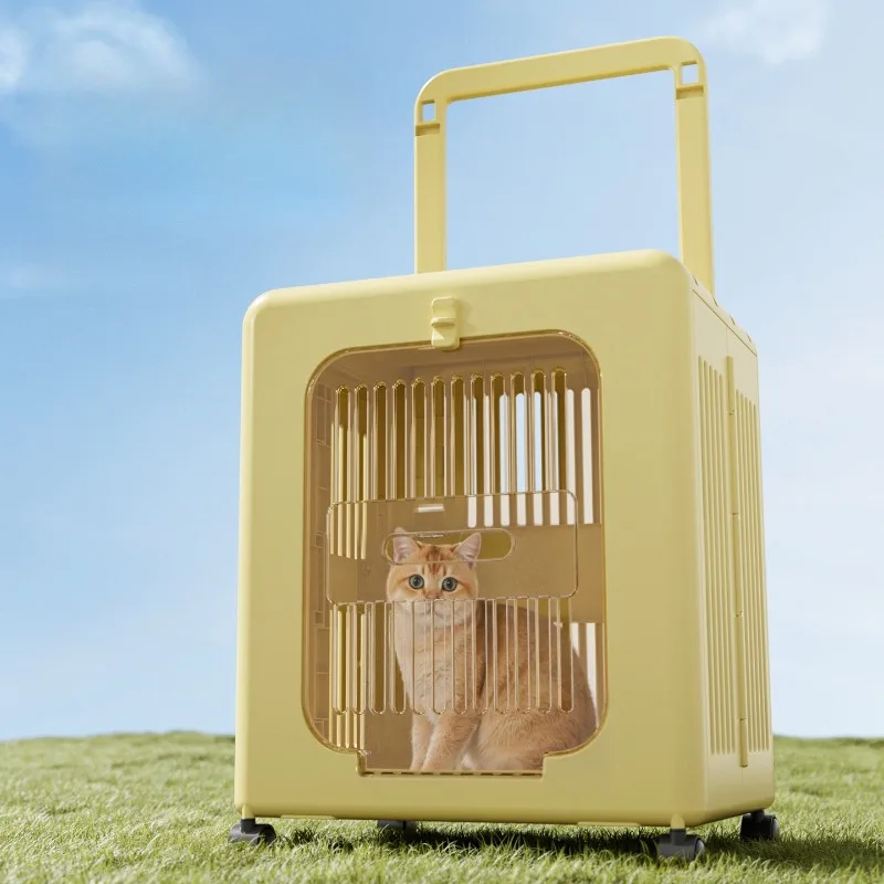 

PP Material Foldable Pet Pull Rod Carrier Portable Breathable Outdoor Travel Air Box Convenient Outing Cage For Cats And Dogs