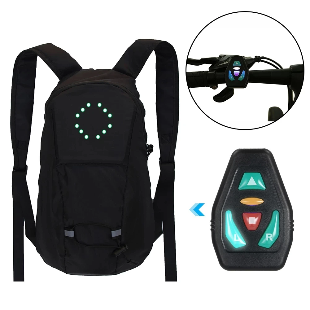 

15L LED Backpack with Direction Indicator USB Rechargeable Bag Safety Light for Cycling at Night