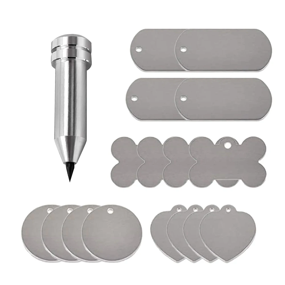 Engraving Tip Etching/Engraving Tool with 16Pcs Metal Stamping Blanks Engraving Precision Tip DIY Tool Compatible