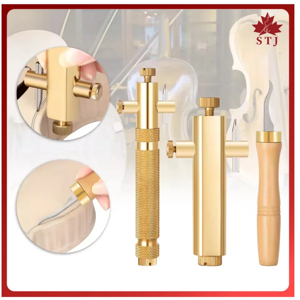 Violin Cello Viola Making Tools Brass Purfling Inlay Inlaid Groove Carver with Blades Fiddler Clean Up Groove Knife Cutter