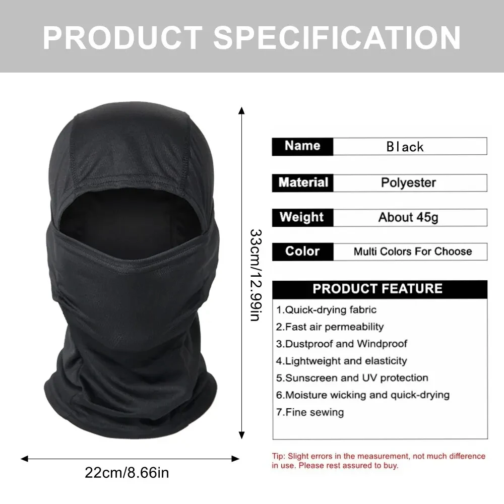 Tactical Balaclava Hat Motorcycle Face Mask For Men Women Full Face Mask Hood UV Protection Ski Sun Hood Tactical Masks