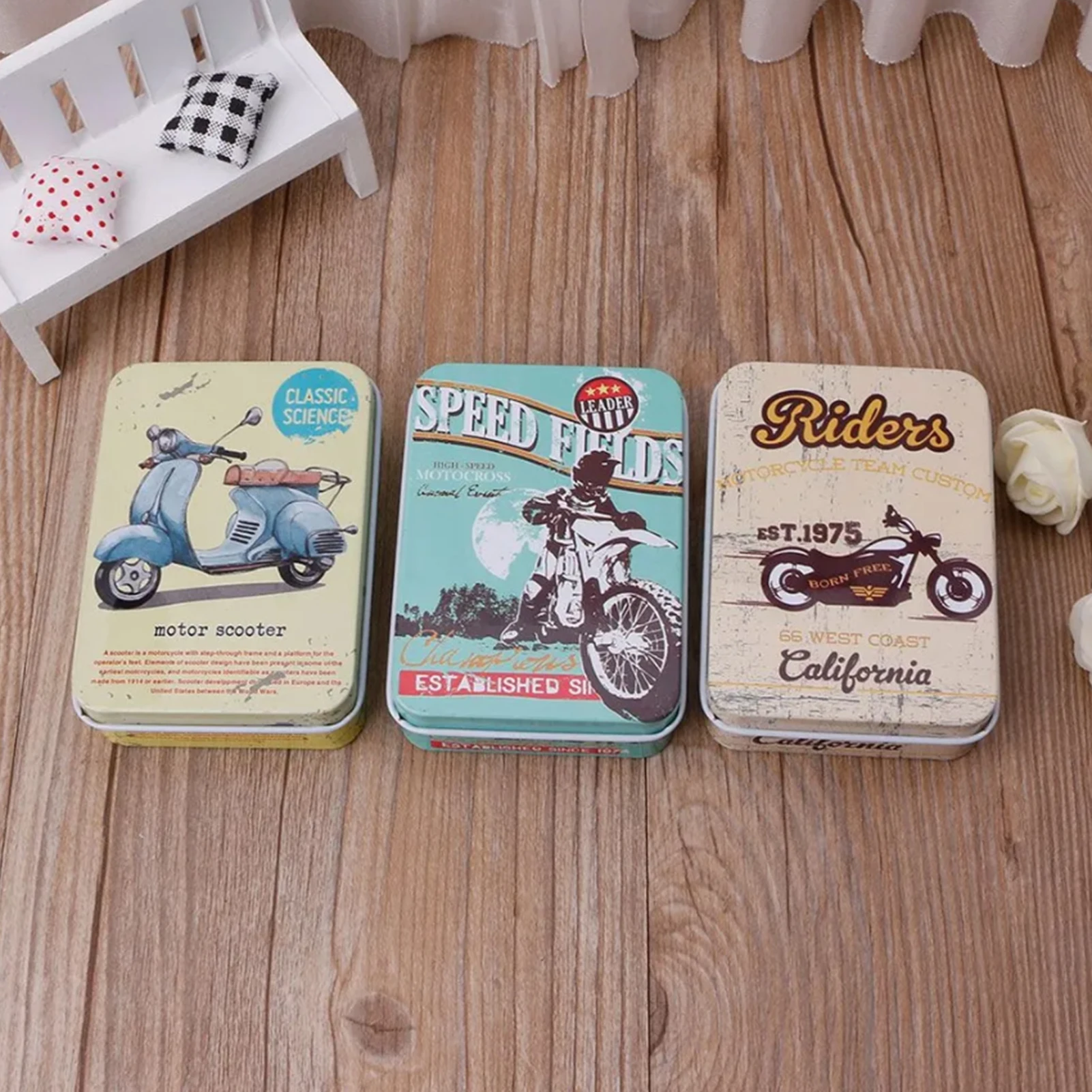 

Tin Storage Box Creative Rectangular Storage Iron Box For Card Hair Clip Jewelry Accessories Cartoon Pattern Organizer Box