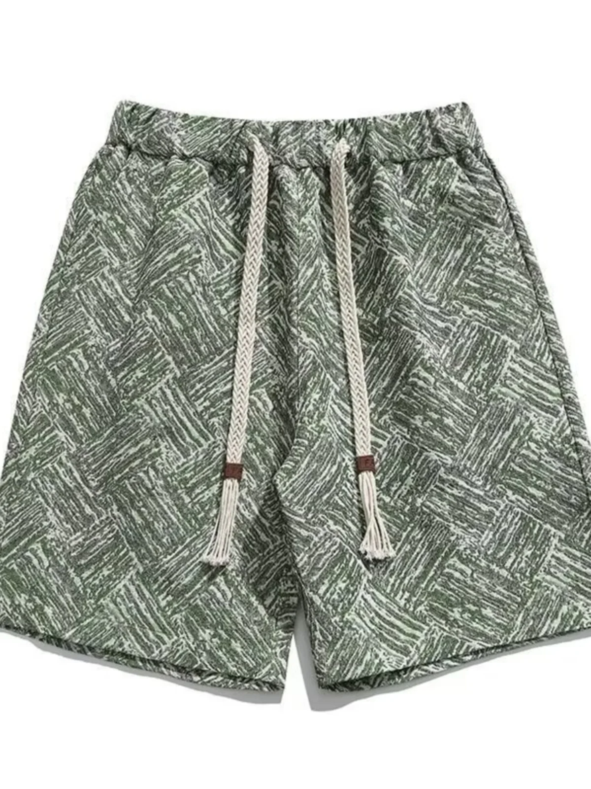 

Casual American Sle Summer ort Pants Men's Beach Loose Fit Print Sport Five-Quarter Length Straight Leg Elastic Waist