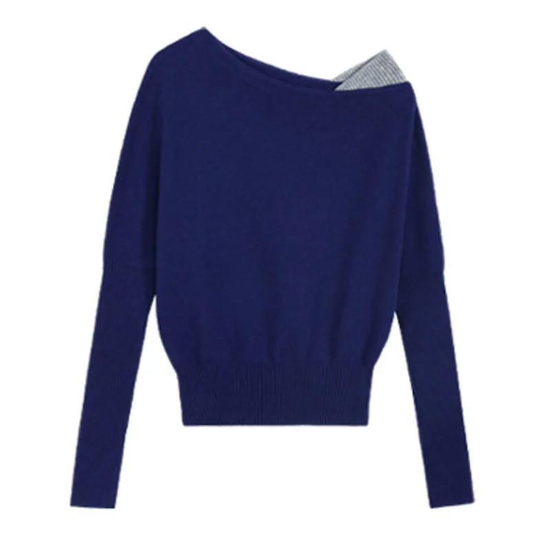 Sueter Feminino Schwarz Skew Kragen Gestrickte Pullover Frauen Pullover Lange Ärmel Stricken Pullover Pullover Frauen Tops Strickwaren Q1416