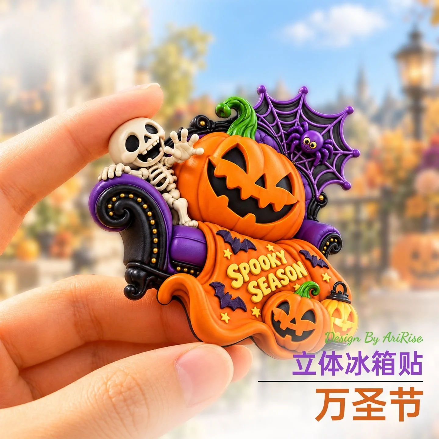 Halloween Pumpkin Series Refrigerator Sticker 3D Magnet Sticker Travel Companion Gift Home Decoration