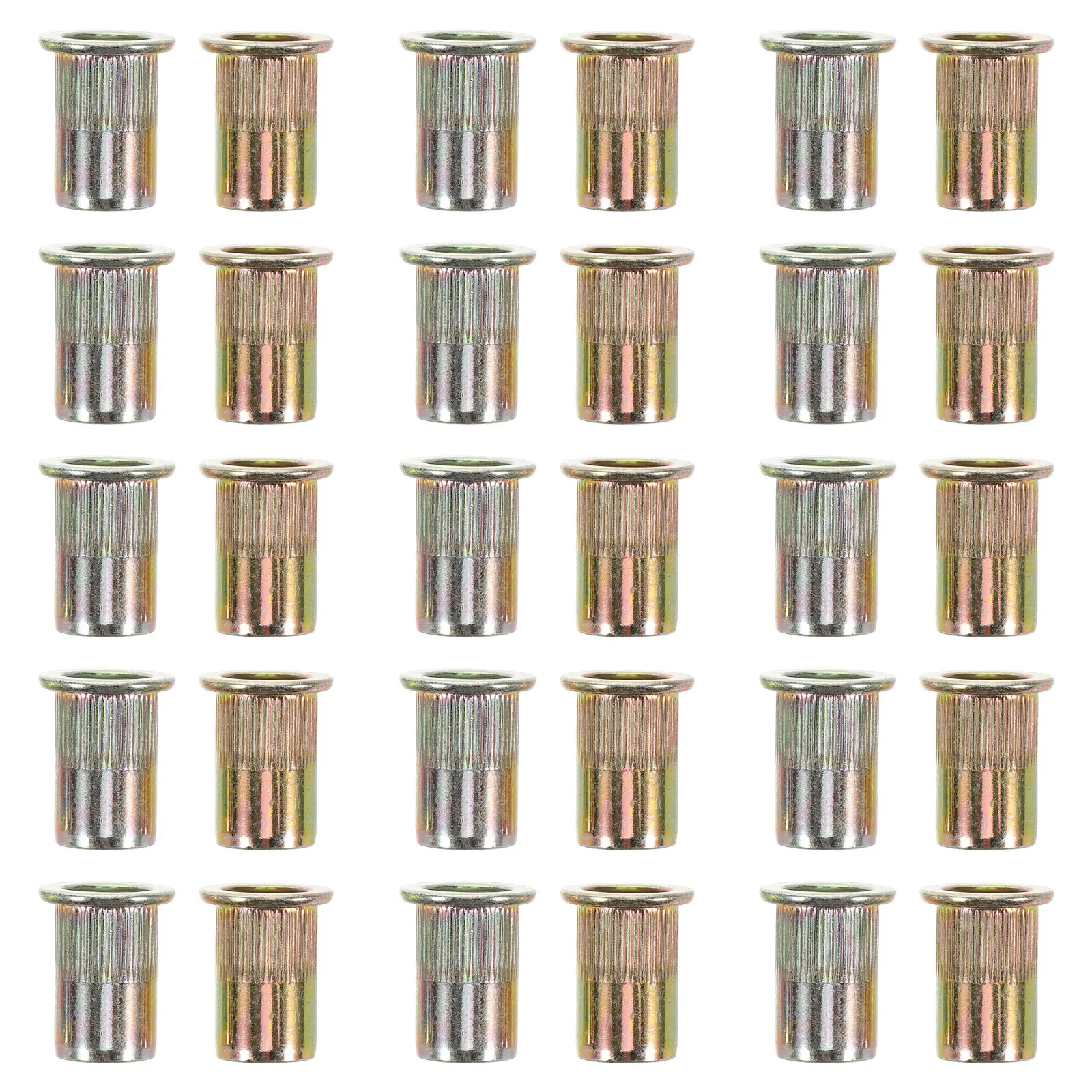

120pcs Stainless Steel Rivet Kit Flat Head Threaded Rivet Nuts Metal Nut Inserts Fastener For Mechanical Furniture Construction