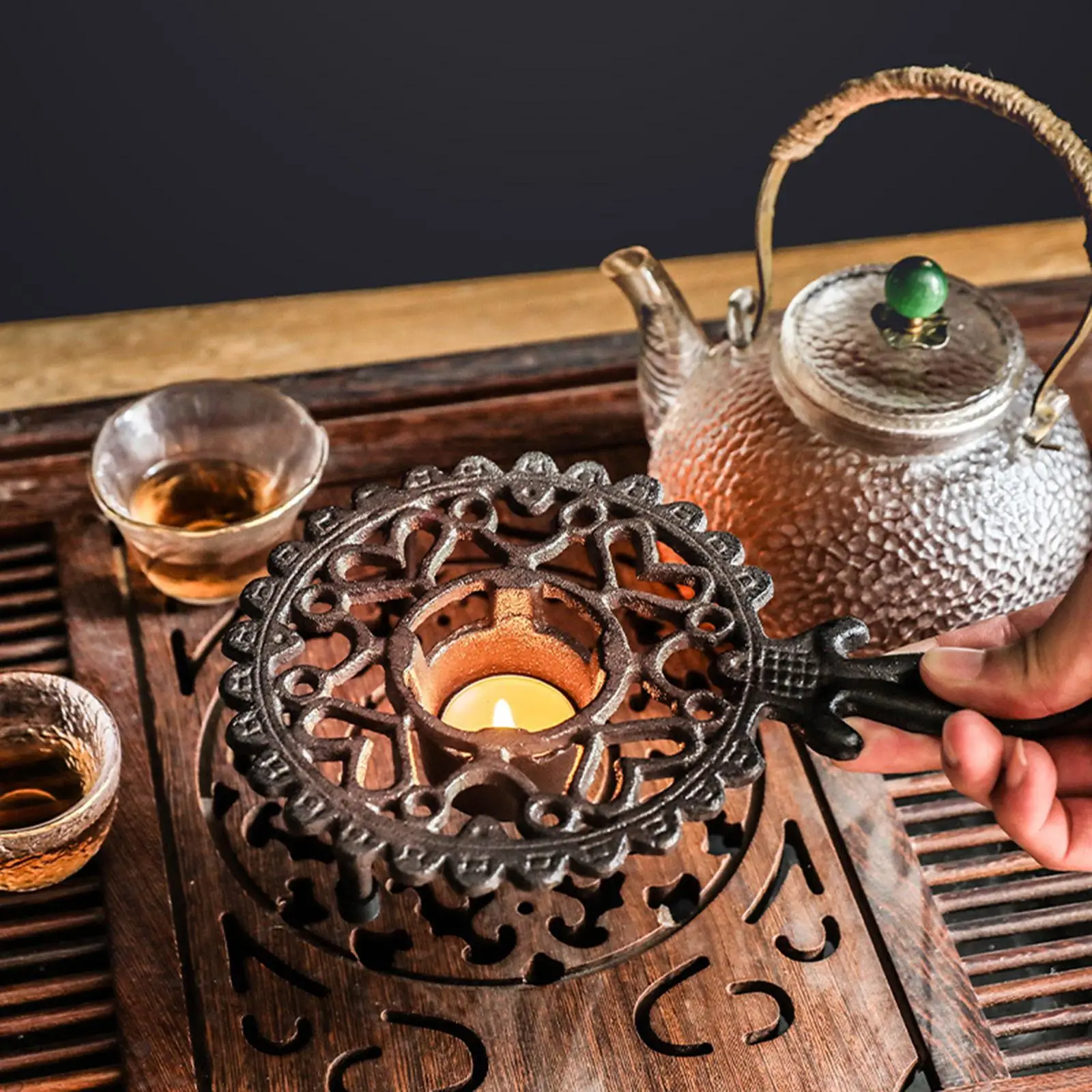 Teapot Dish Stable Holder Tealight Stand Retro Style for Courtyard Hotel