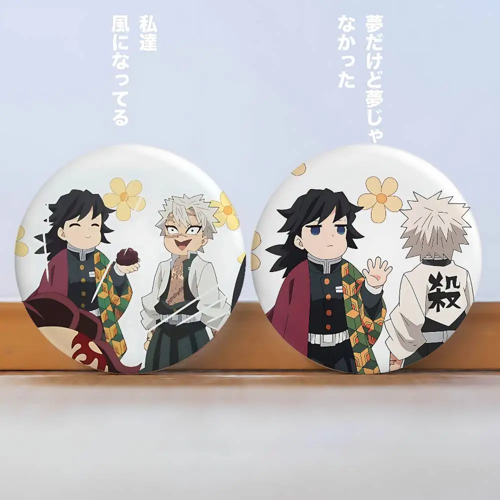 S-Sanemi Shina-zugawa Giyuus Badges Tinplate Soft Button Pin Brooch Metal Badge Custom Jewelry Accessories Hat Bag Lapel