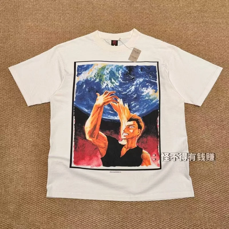 Authentic SAINT Off-White Printed Short-Sleeve Tee Hip-Hop Men's Women's Summer Casual Tee