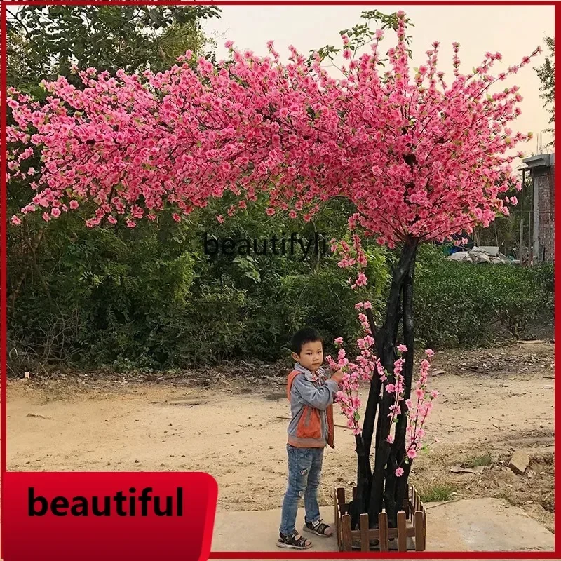 Emulational Peach Tree Fake Peach Tree Large Plant Artificial Cherry   Simulation Plum Tree Wishing  Peach Flower Decorati  N