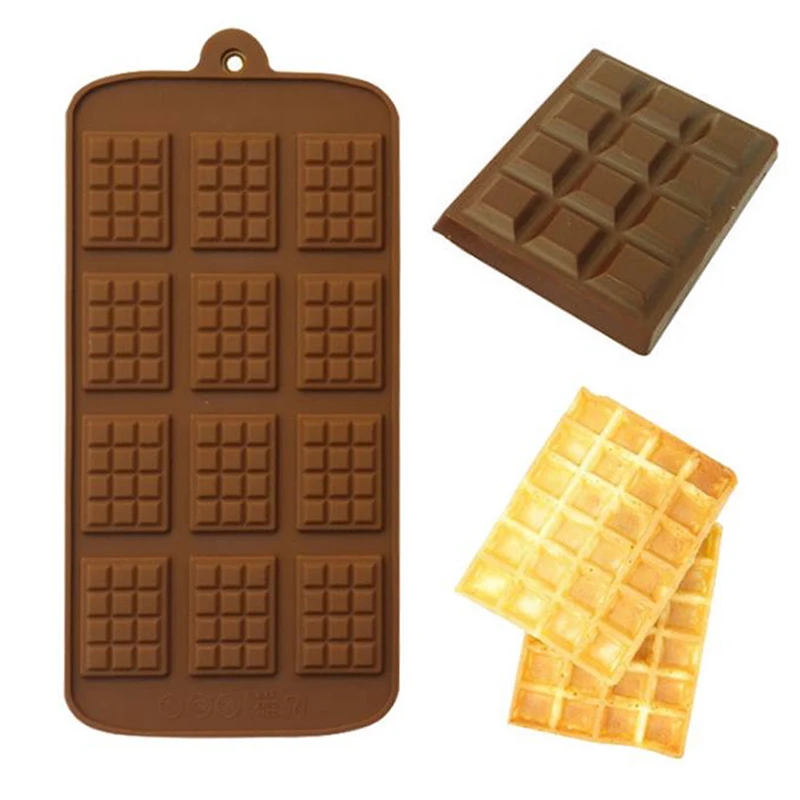 1 pc waffle chocolate molde de silicone dubai molde de chocolate diy bolo de chocolate decoração molde biscoitos moldes de cozimento