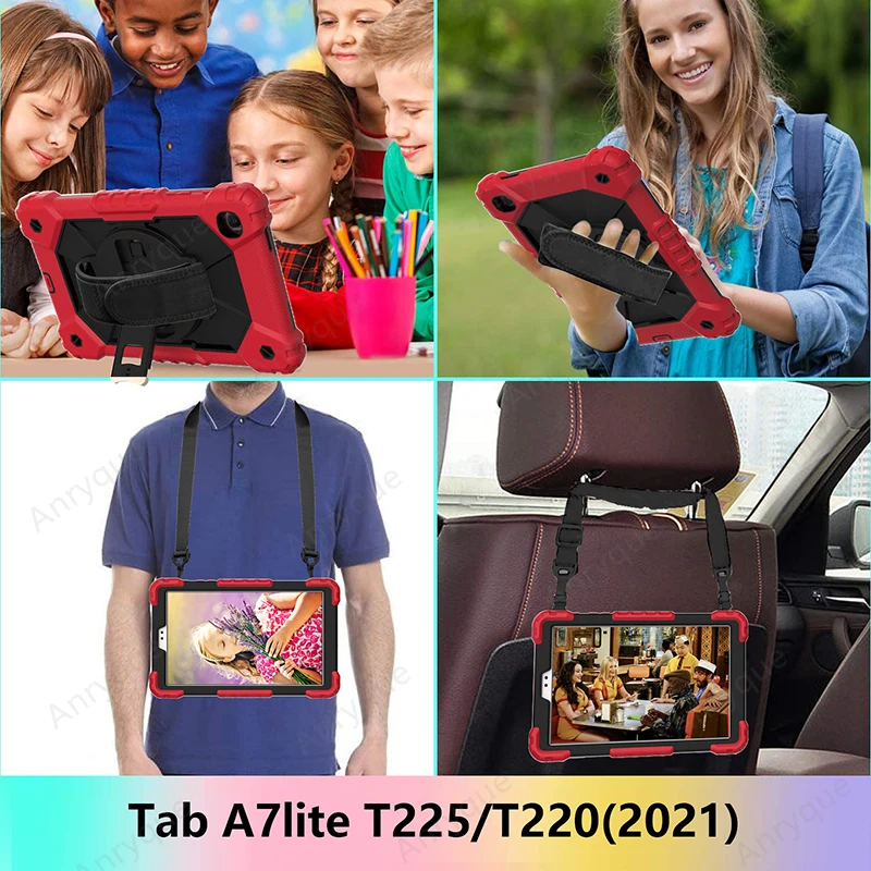 Case For Samsung Galaxy Tab A7 lite 8.7 Inch 2021 Case for SM-T225 SM-T220 Shocproof Kids Safe Shoulder Strap Tablet Cover