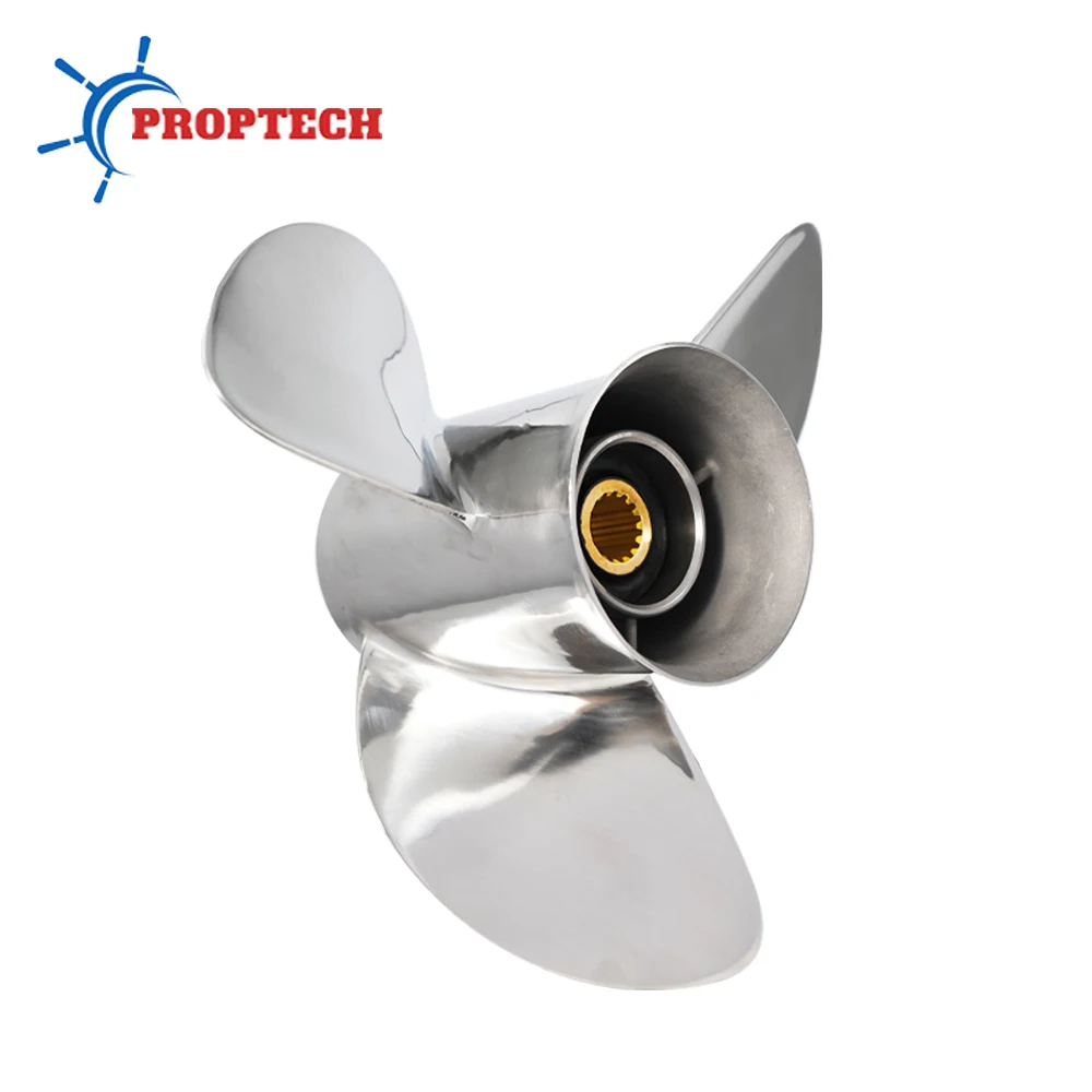Śruba napędowa do silnika zaburtowego YAMAHA 50-130KM 13X19, stal nierdzewna, 3 łopatki, 15 wpustów, część do silnika morskiego.