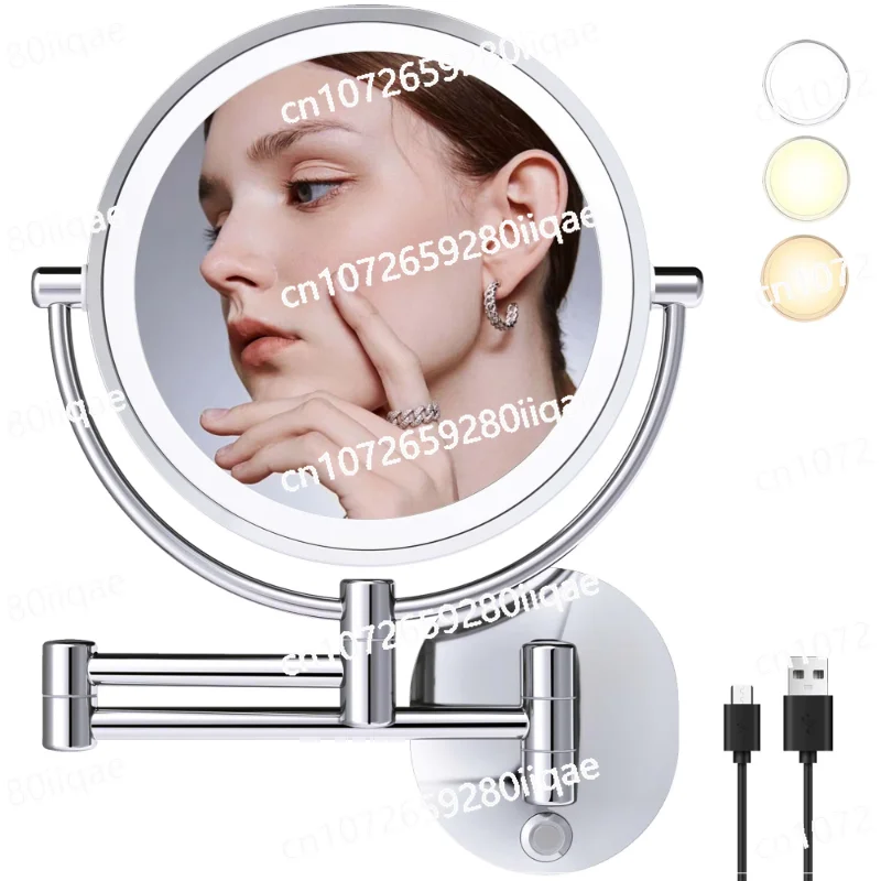 

8-Inch wall-mounted vanity mirror, with lamp, 1X/10X enlarged rotating vanity mirror, bathroom shaving mirror