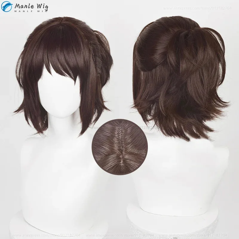 2025 35cm Cosplay Titan Final Season 4 Hange Zoe Wig Dark Brown Eye Mask Heat Resistant Hair Anime Wigs+ Wi