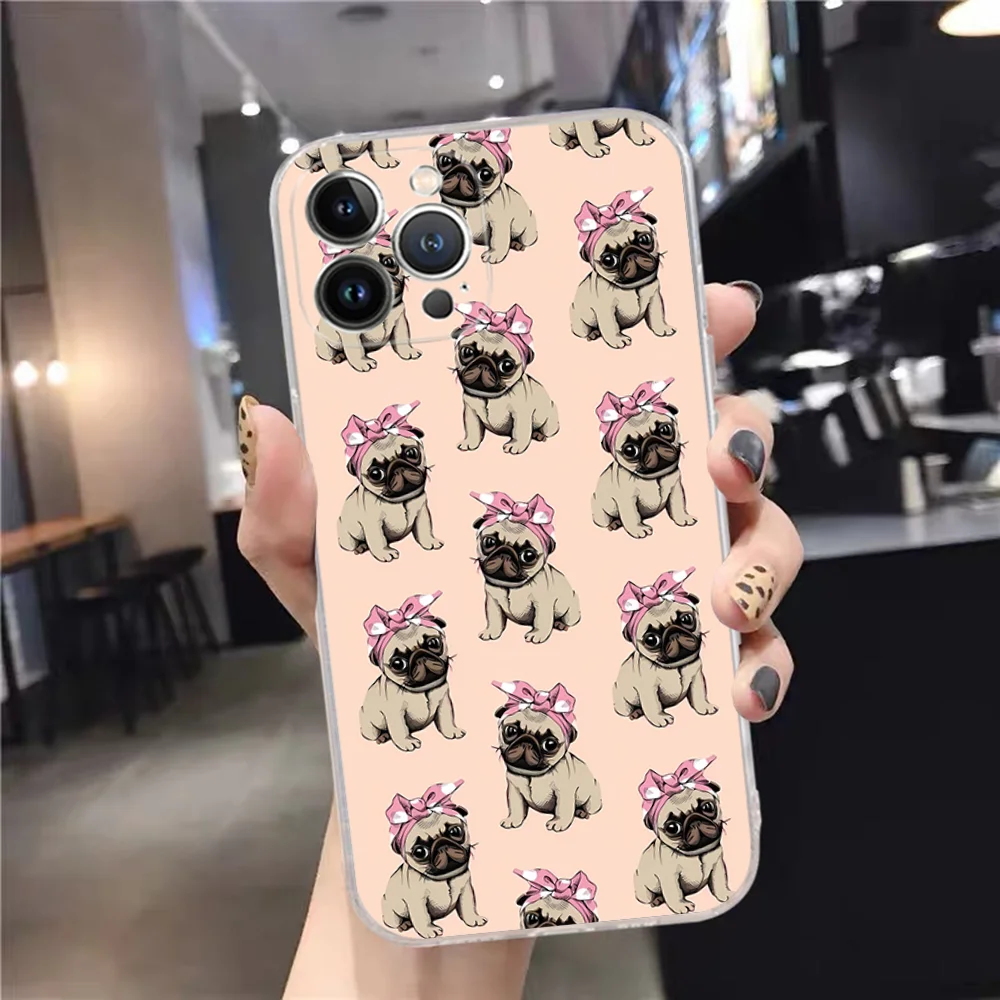 Cute Pug Dog Phone Case For iPhone 15 14 11 12 13 Mini Pro XS Max Cover 6 7 8 Plus X XR SE 2020 Funda Shell
