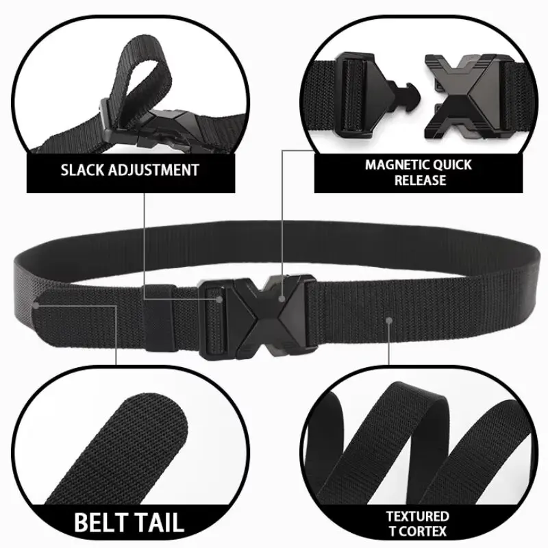 New Quick Release Plastic Buckle Sports Belt Breathable Men Belts Outdoor symmetrical buckle Pants Belt view 5