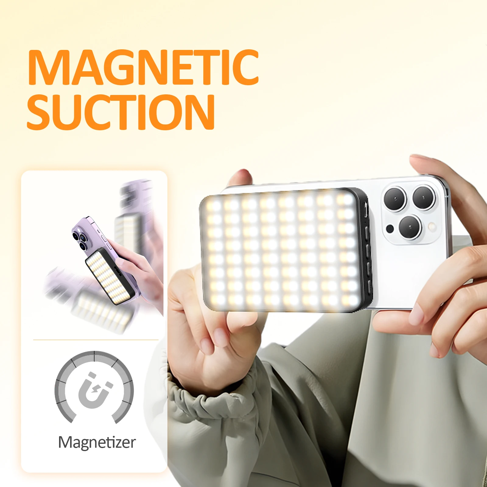 128led Magnetic Selfie Light 3 modalità lampada di riempimento portatile ricaricabile per illuminazione per videoconferenze con Clip e anello magnetizzatore