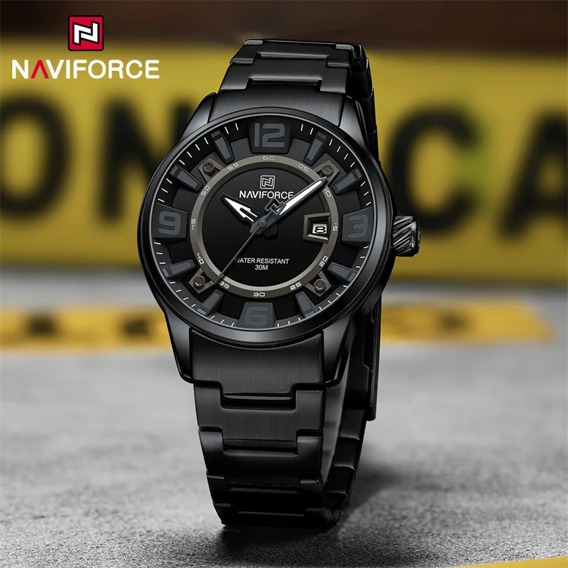 NAVIFORCE-Reloj de pulsera de cuarzo para hombre, accesorio de marca de lujo, resistente al agua, luminoso, deportivo, con correa de acero