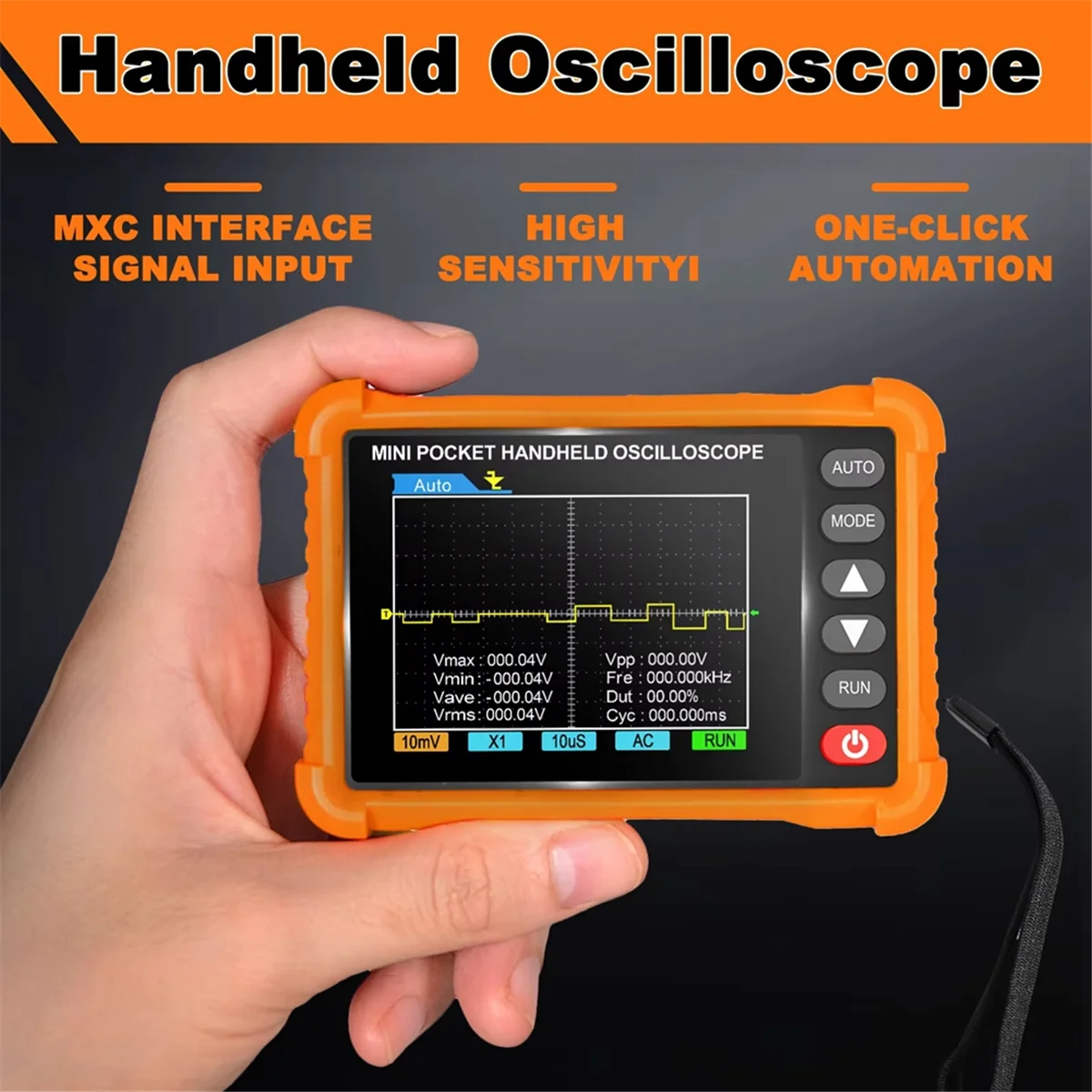 

Портативный цифровой осциллограф AA98, частота дискретизации в реальном времени 2,5 мс/с и полоса пропускания 500 кГц, 2,8-дюймовый дисплей BT-500K