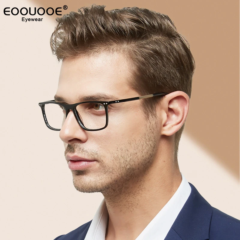 

New Men Optical Eyewear Office Glasses Frame Myopia Hyperopia Prescription Lenses Acetate Eyeglasses Men's Round Nail Design