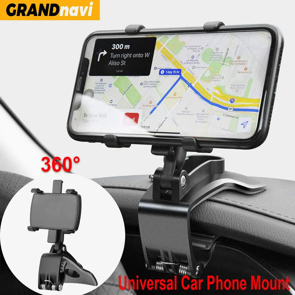 Universal 360° Rotation Car Mobile Phone Holder CellPhone Stand Car Rack Dashboard Clip Support GPS for Auto Grip Fixed Bracket