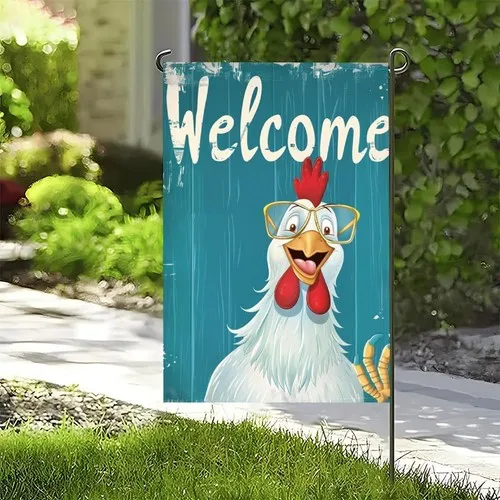 Chicken with Glasses Welcome Flag Garden Flag Welcome Yard, 12x18Inch XXQ