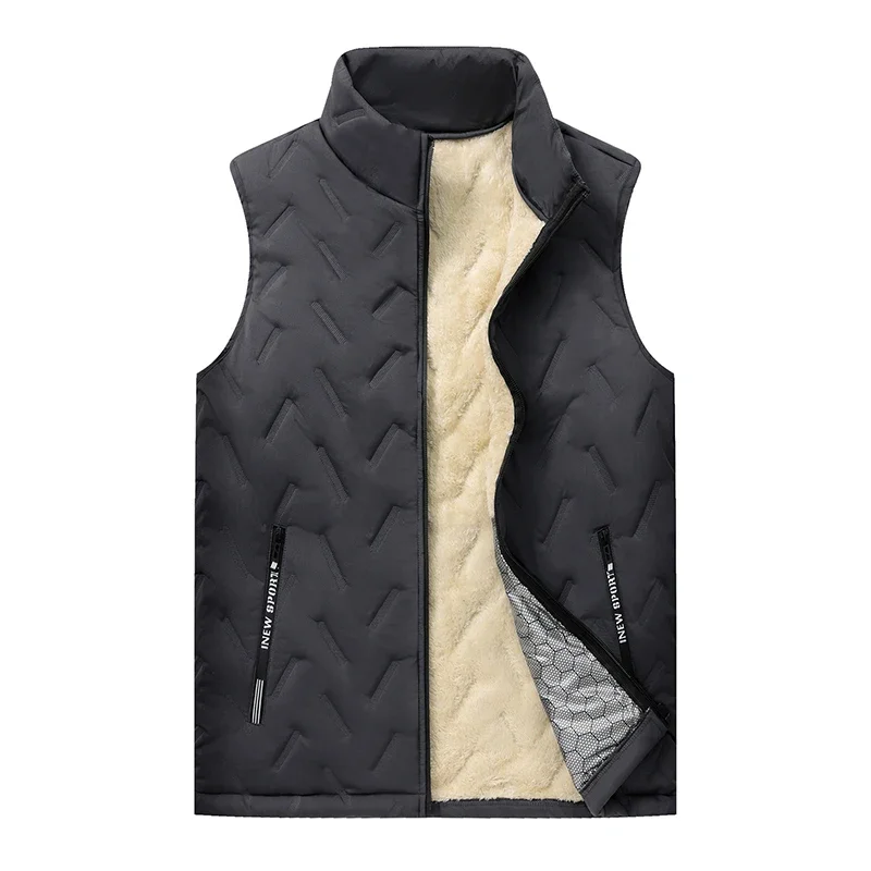 2026 Unisex Large Size Lamb Velvet Fleece Lined Thickened Warm Vest Casual Fashion Collar Jacket L-7XL Couple Style Topwear