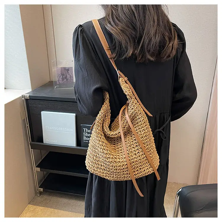 2023 New Fashion Straw Woven Bag Retro Handwoven Tote Women's Bag Casual Simple Versatile Large Capacity Shoulder Bag For Women