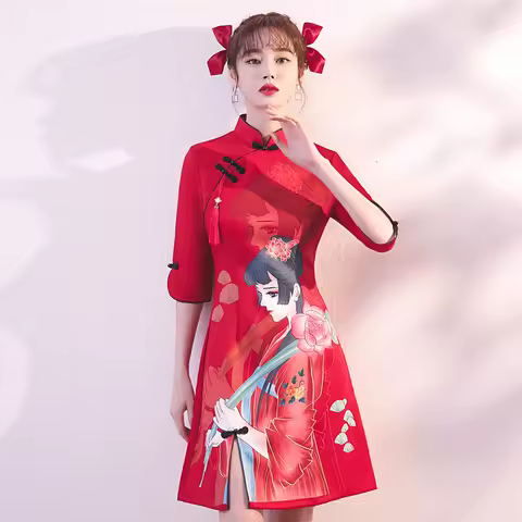 New Arrived Qipao Fashioned Dress Maiden Dresses Bridal Toast Evening Dress Dresses Cheongsam Modern Chinese Costum