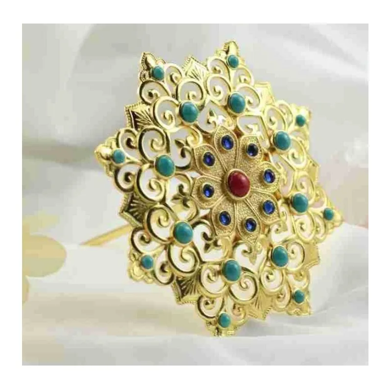 

Pure Copper Gold-plated Hollow Chisel Engraved Wrong Gold Color Silver Tang Wind Curl Grass Pattern Big Flower Dian Hanfu Hair A