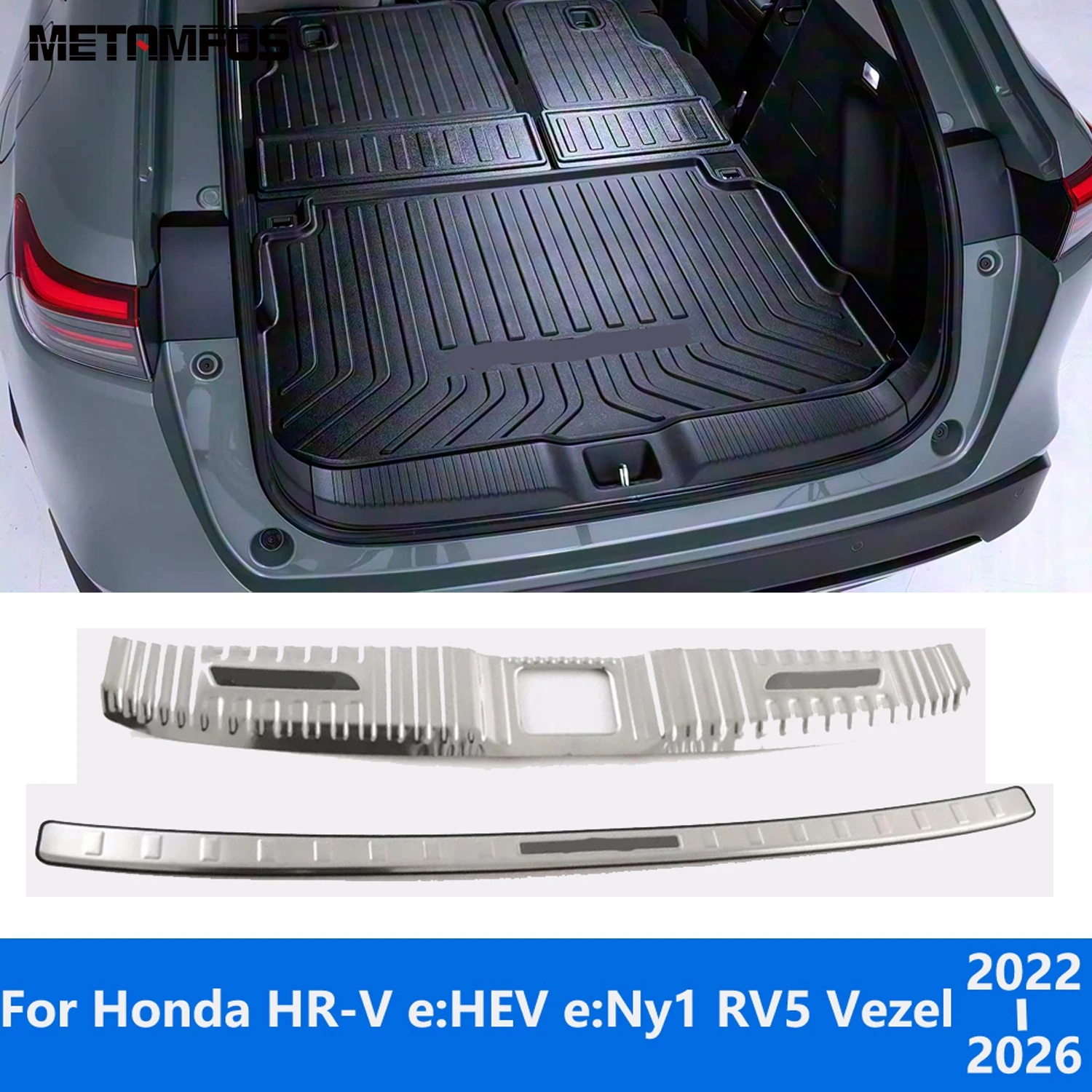 

For Honda HR-V e:HEV e:Ny1 RV5 Vezel 2022-2025 2026 Rear Trunk Bumper Foot Plate Tail Door Sill Scuff Guard Plate Accessories