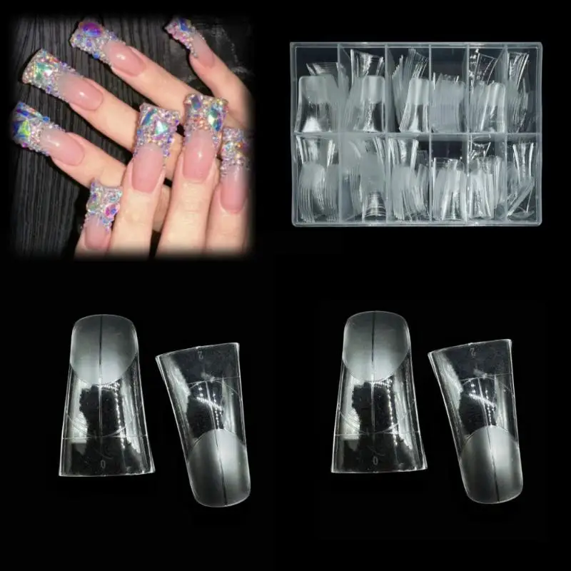 120Pcs Duckbill Dual Nail Forms Full Cover Quick Building Gel Mold Acrylic False Nail Extension Tips